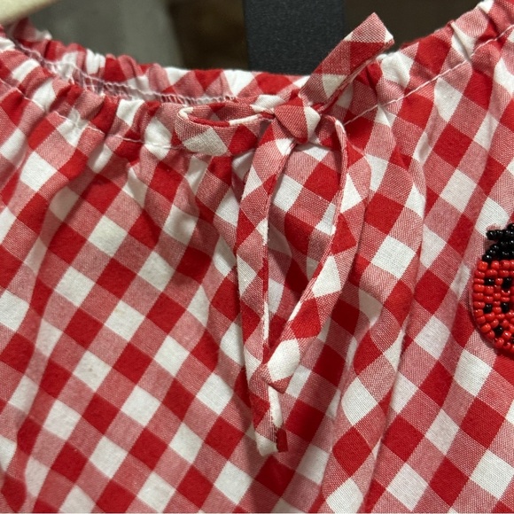 Vintage 2002 Ladybug top gingham toddler bow beaded embroidery baby girl dress - Picture 5 of 7